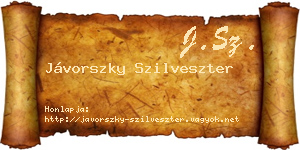 Jávorszky Szilveszter névjegykártya